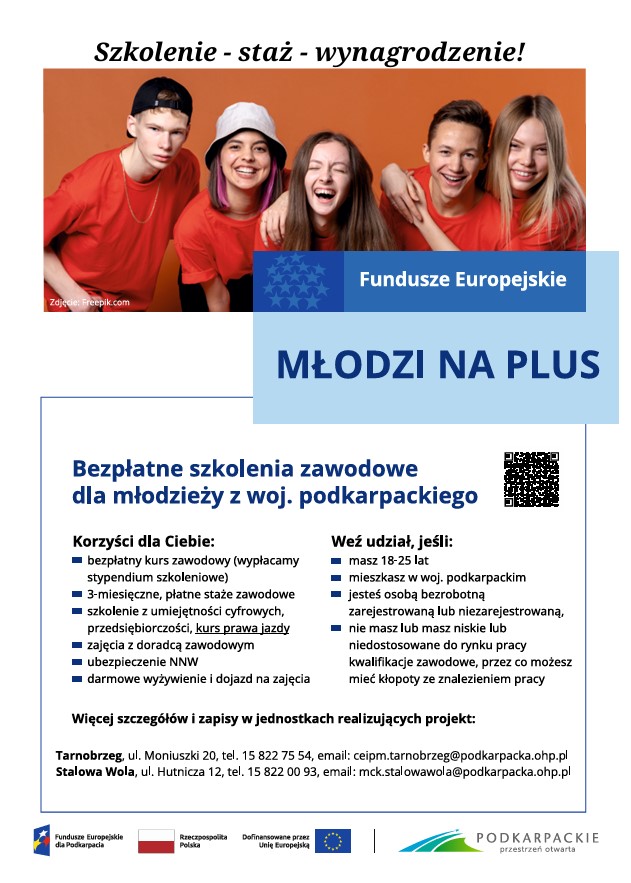 Bezpłatne szkolenia zawodowe dla młodzieży - Młodzi na plus